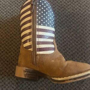 Twister Kids Brown and Blue Flag Boots